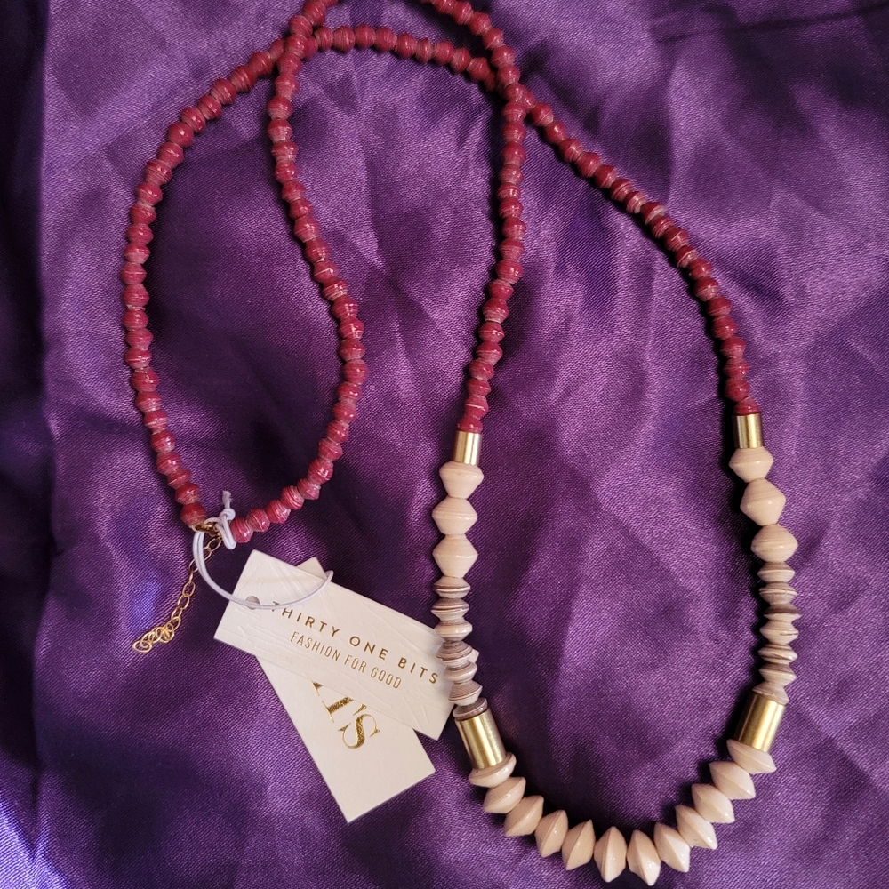 Red Gold Beige Necklace
